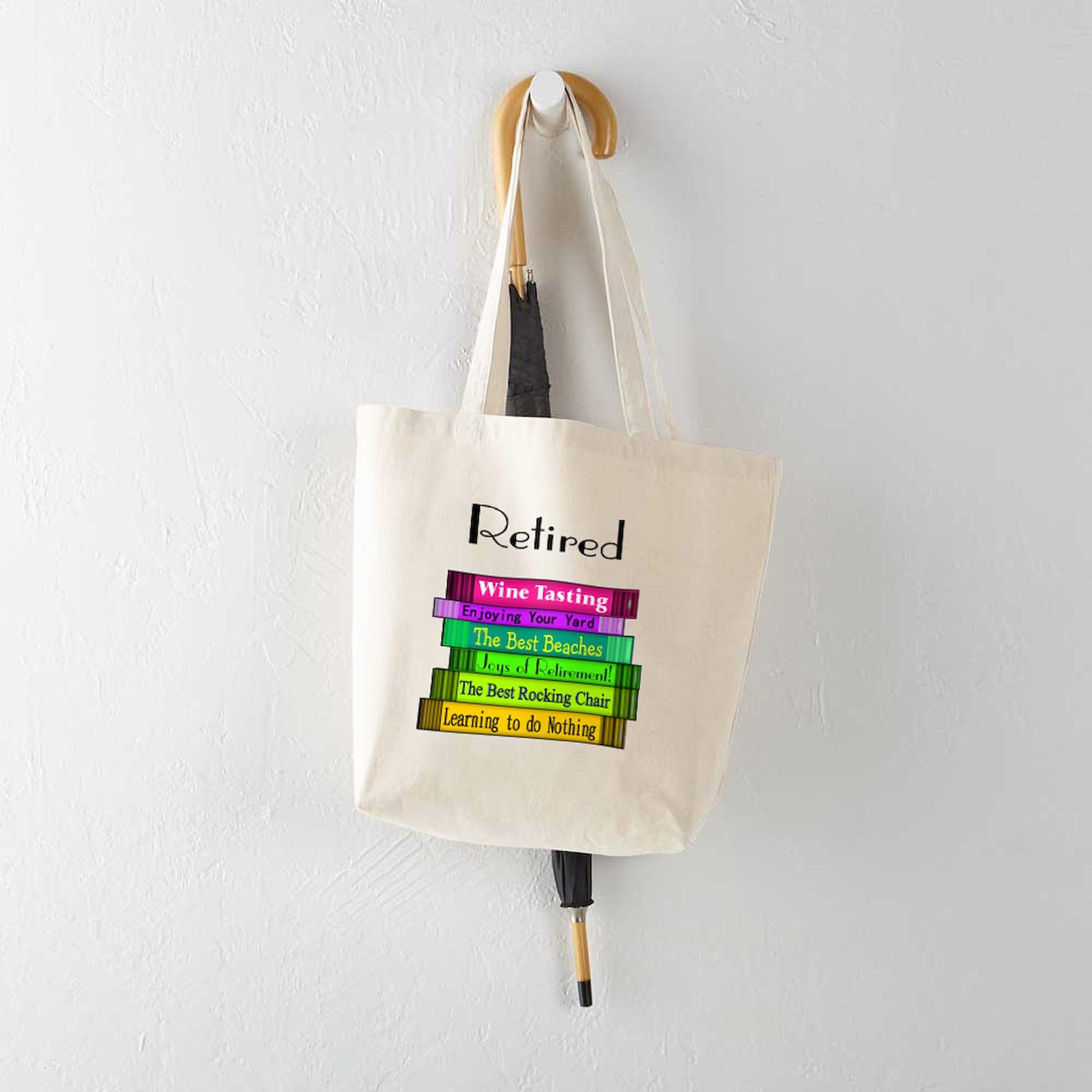 Retired Book Stack 2 Tote Bag - Natural Canvas Reusable Shopping Bag for Book Lovers | Eco-Friendly Grocery Tote, Library Book Bag & Everyday Carry