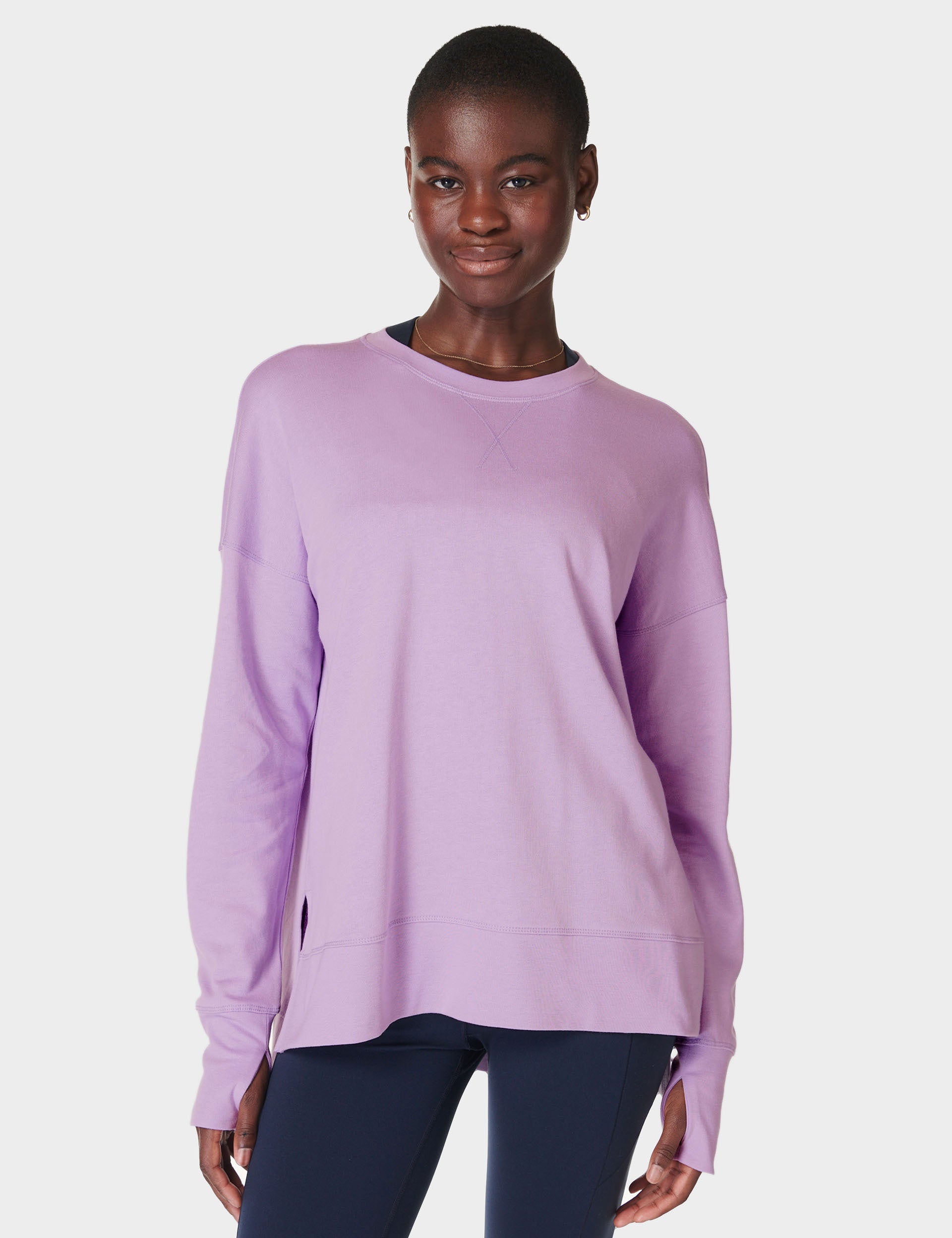 After Class Longline Sweatshirt for Women - Trendy Oversized Pullover Hoodie in Prism Purple | Perfect for Casual Wear, Loungewear & Street Style Fashion
