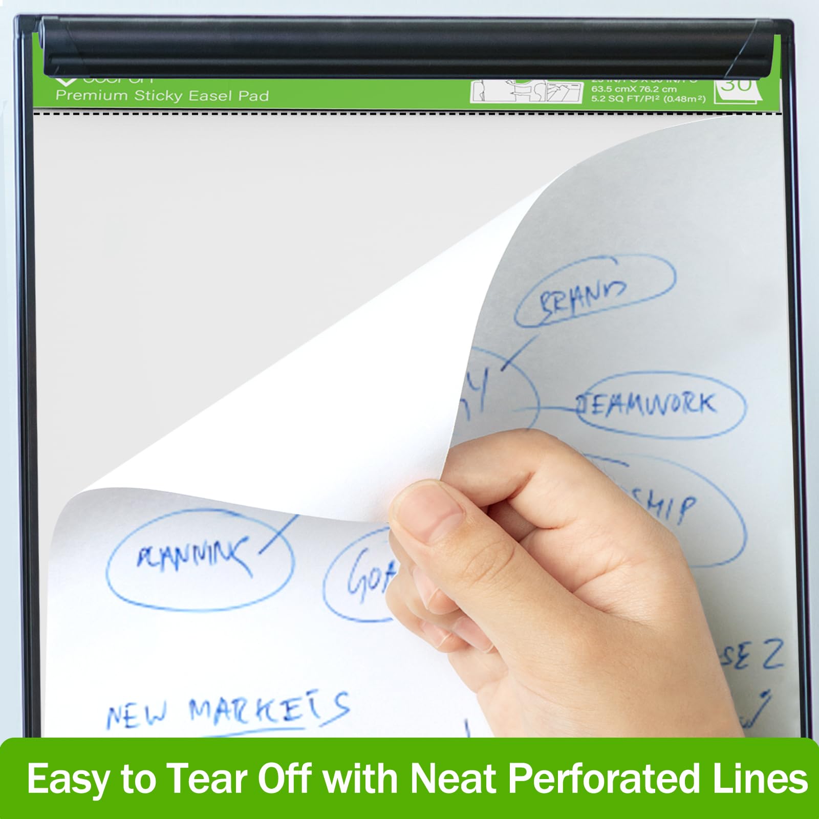 Goefun Self-Sticky Easel Pads - 25x30 Inch Anchor Chart Paper for Teachers, 30 Sheets per Pad (8-Pack) - Perfect for Classroom Presentations, Office Meetings & Creative Brainstorming