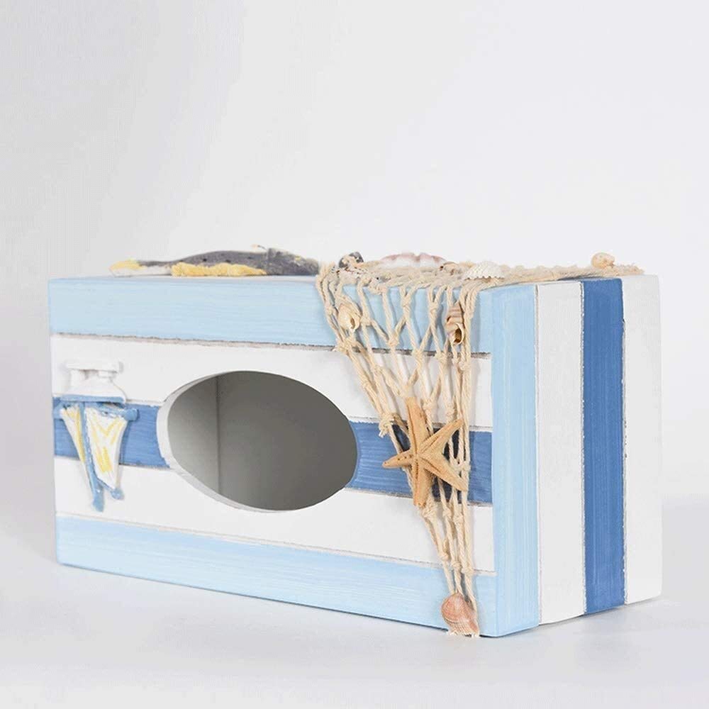 Mediterranean Wood Tissue Box Cover - Stylish Napkin Holder for Home Decor, Bathroom & Living Room Organization