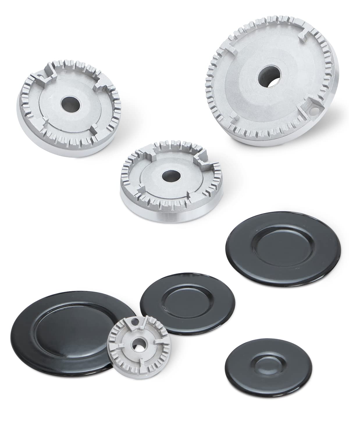 ULXIOM Upgraded Gas Stove Burner Cap Set - Universal Flame Cover for Most Oven & Cooktop Burners - Durable Cooker Hat Replacement for Kitchen Stoves (Ideal for Home Cooking & Restaurant Use)