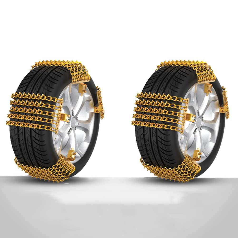 Heavy Duty Snow Chains for SUV, Truck & RV - Adjustable Gold Twist Tire Chains with Ice-Breaking Nails | Anti-Skid Traction for Snow, Ice, Mud & Sand | Winter Emergency & Off-Road Driving Safety