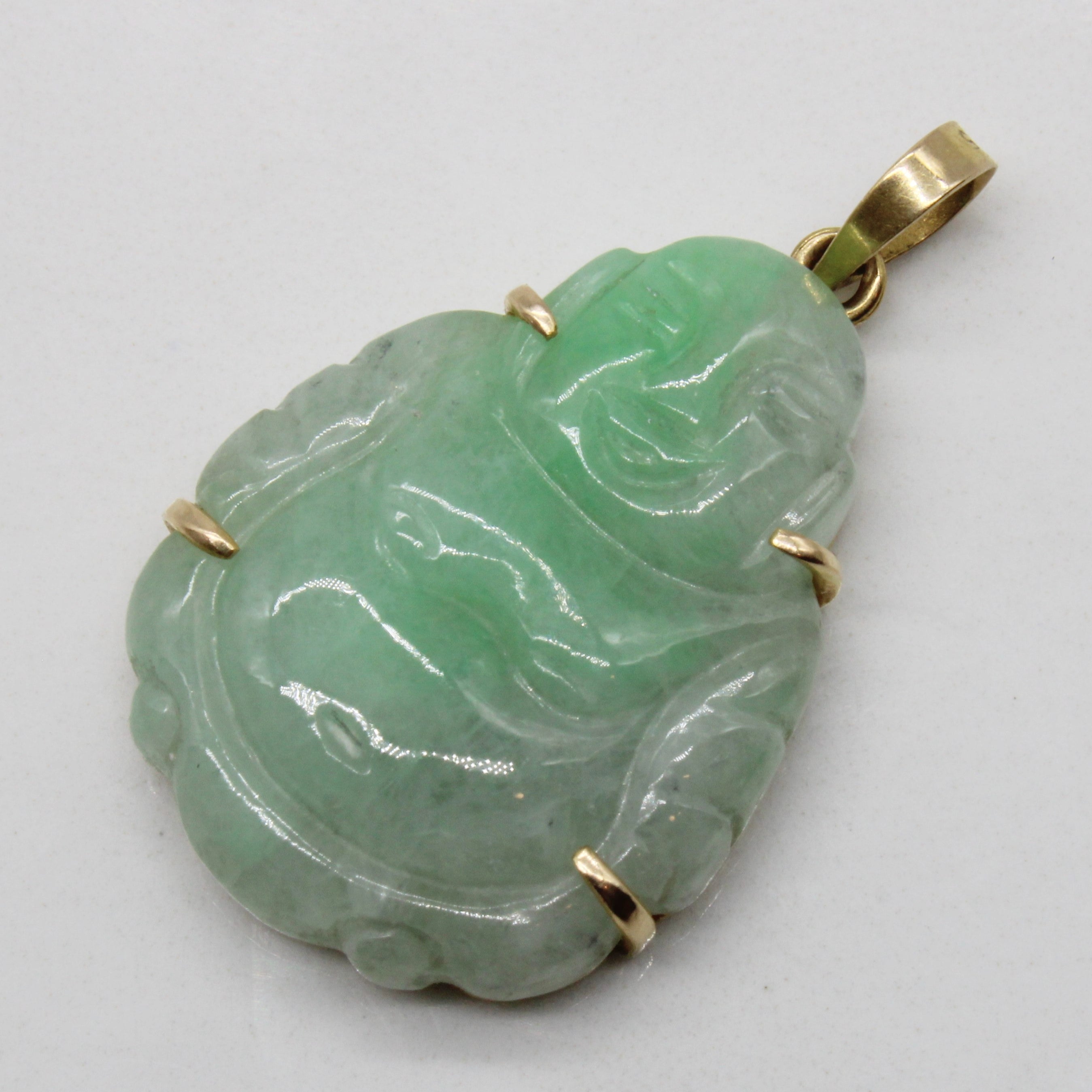18.00ct Natural Jadeite Buddha Pendant Necklace - Hand Carved Green Jade Buddhist Meditation Jewelry for Spiritual Protection & Good Luck Gift