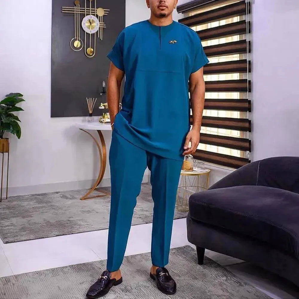 Stylish Men's Graphic Print Cotton Two Piece Outfit Set - Casual Lounge & Streetwear Fashion for Everyday Wear