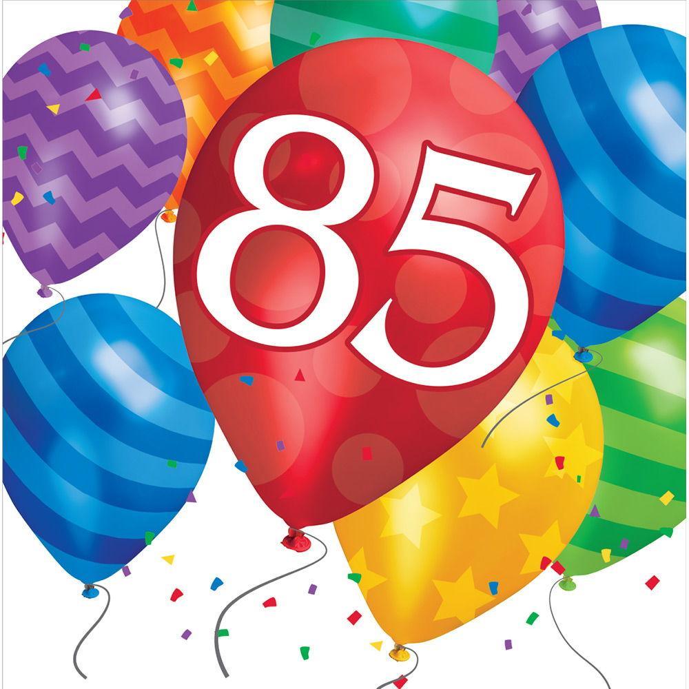 Balloon Blast 85th Birthday Lunch Napkins - Pack of 16 | Colorful Party Napkins for Birthday Celebrations, Anniversary Parties & Special Occasions