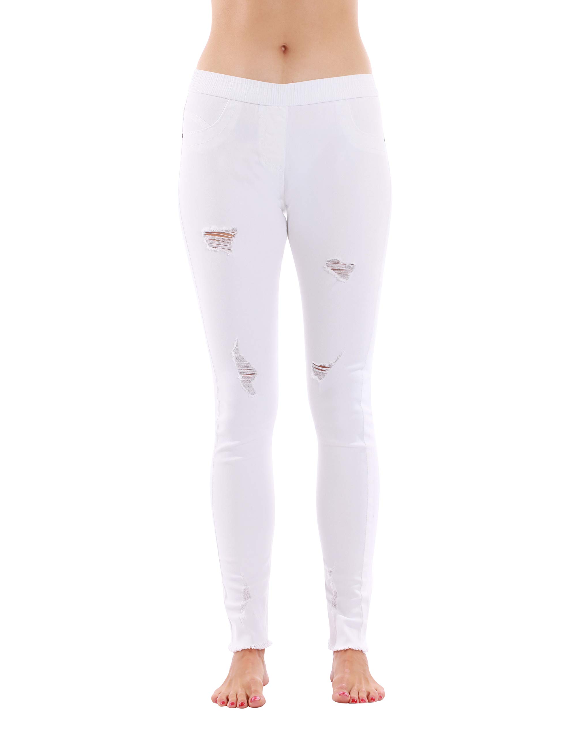 Just Love Women's Ripped Denim Jeggings - Stretchy Skinny Jeans Leggings for Casual Wear & Street Fashion