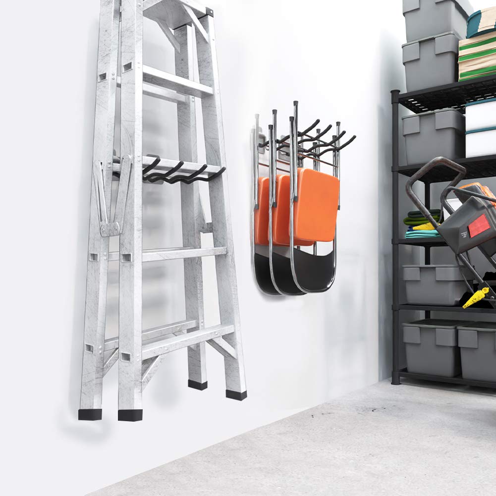 TORACK 4-Pack Heavy Duty Steel 12-Inch Wave Hooks - Wall Mount Garage Storage Organizer for Car Tires, Ladders, Chairs, Power Tools & Garden Tools - Perfect for Garage, Workshop, Shed & Home Organization