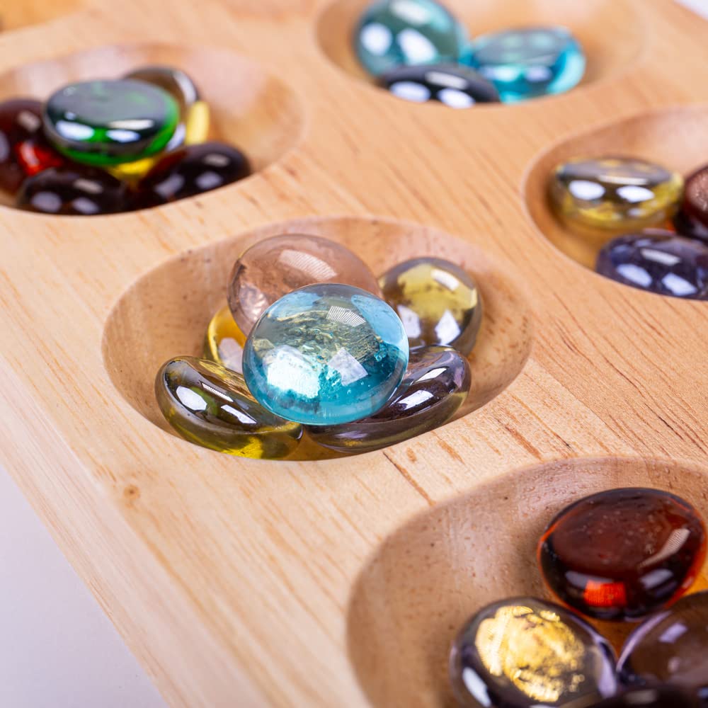 Bigjigs Toys Wooden Mancala Board Game - Classic Strategy Game for Kids & Family - Perfect for Indoor Play, Travel, and Educational Fun