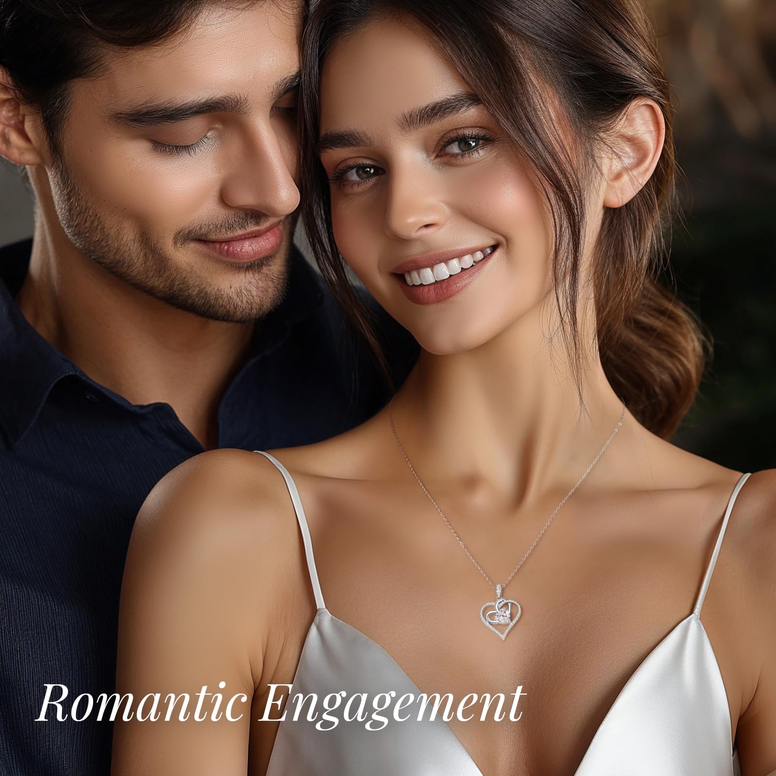 Romantic 2 Carat Moissanite Heart Necklace for Women - 925 Sterling Silver Diamond Jewelry - Perfect Birthday, Anniversary & Christmas Gift for Wife, Mom, Girlfriend - Elegant Valentine's Day & Date Night Jewelry