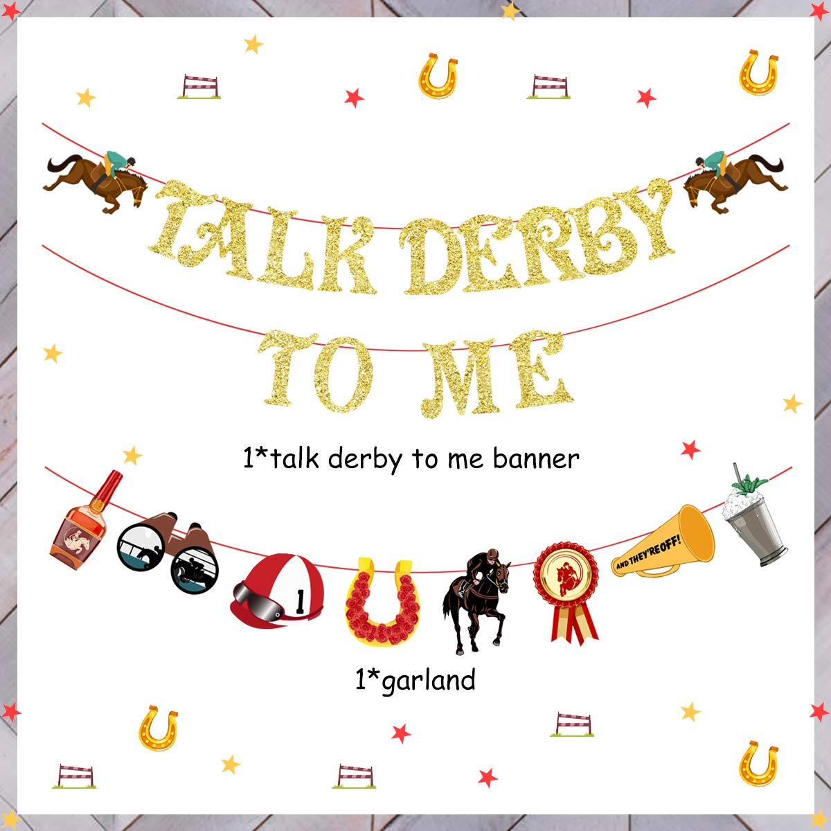 Talk Derby to Me Banner - Horse Racing Party Decorations for Derby Events, Birthday & Bridal Showers - Perfect for Kentucky Derby Parties, Equestrian Theme Decor, and Race Day Celebrations