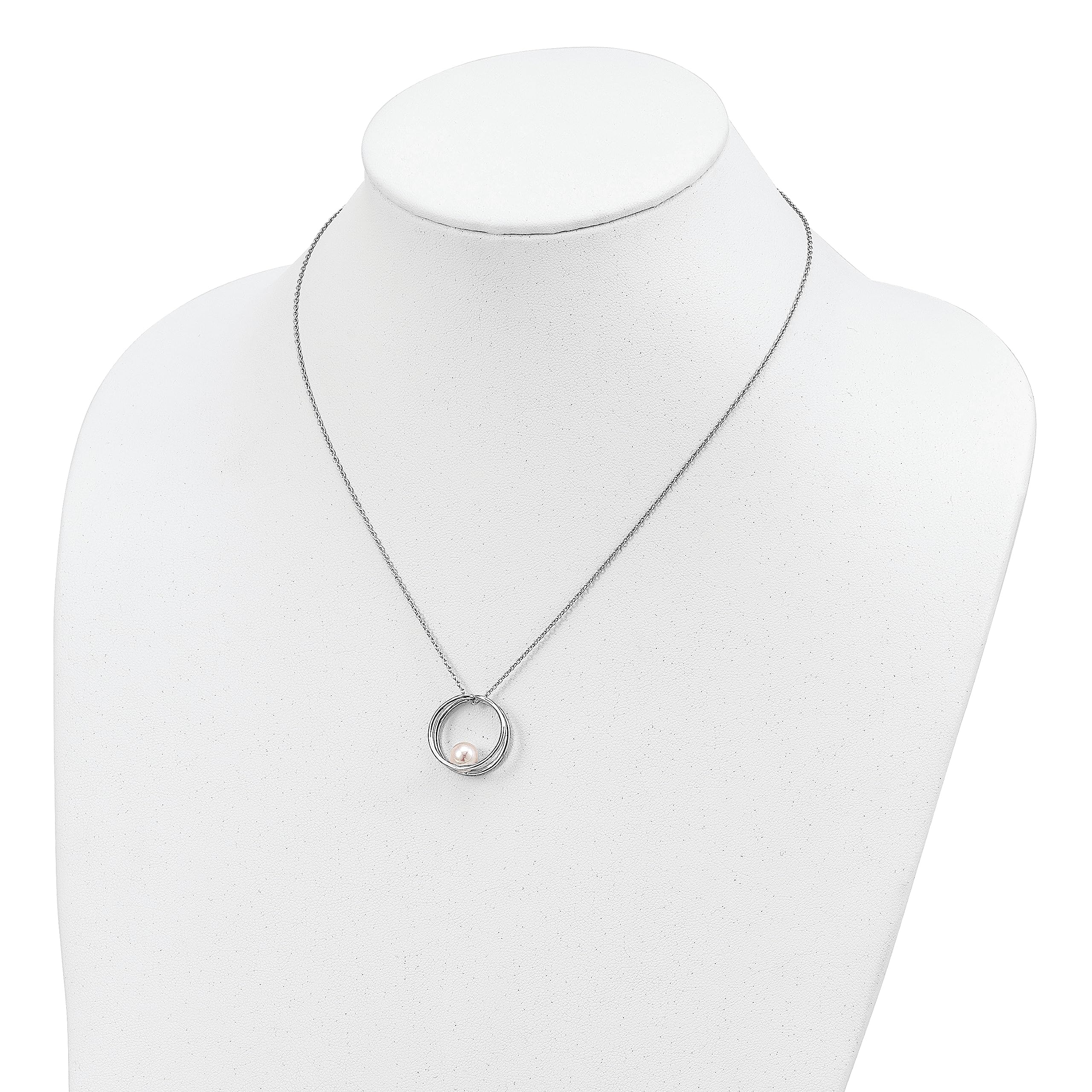 Sterling Silver Pearl Necklace 7-8mm White Round for Women