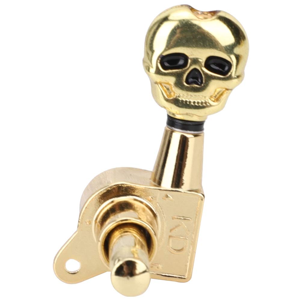 6 Pcs Golden Skull-Shaped Guitar Tuning Pegs - Machine Head String Tuner Keys for Electric Guitar & Bass - Perfect for Rock, Metal & Gothic Musicians