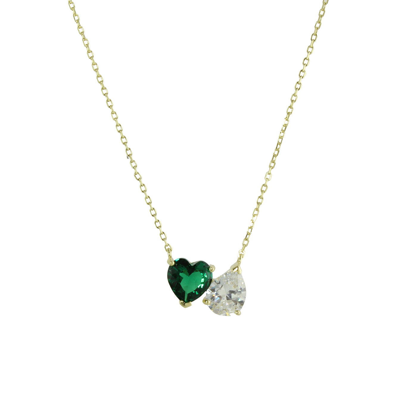Green 2 Stone Necklace - Elegant Natural Gemstone Jewelry for Women | Perfect for Everyday Wear, Parties & Gifts