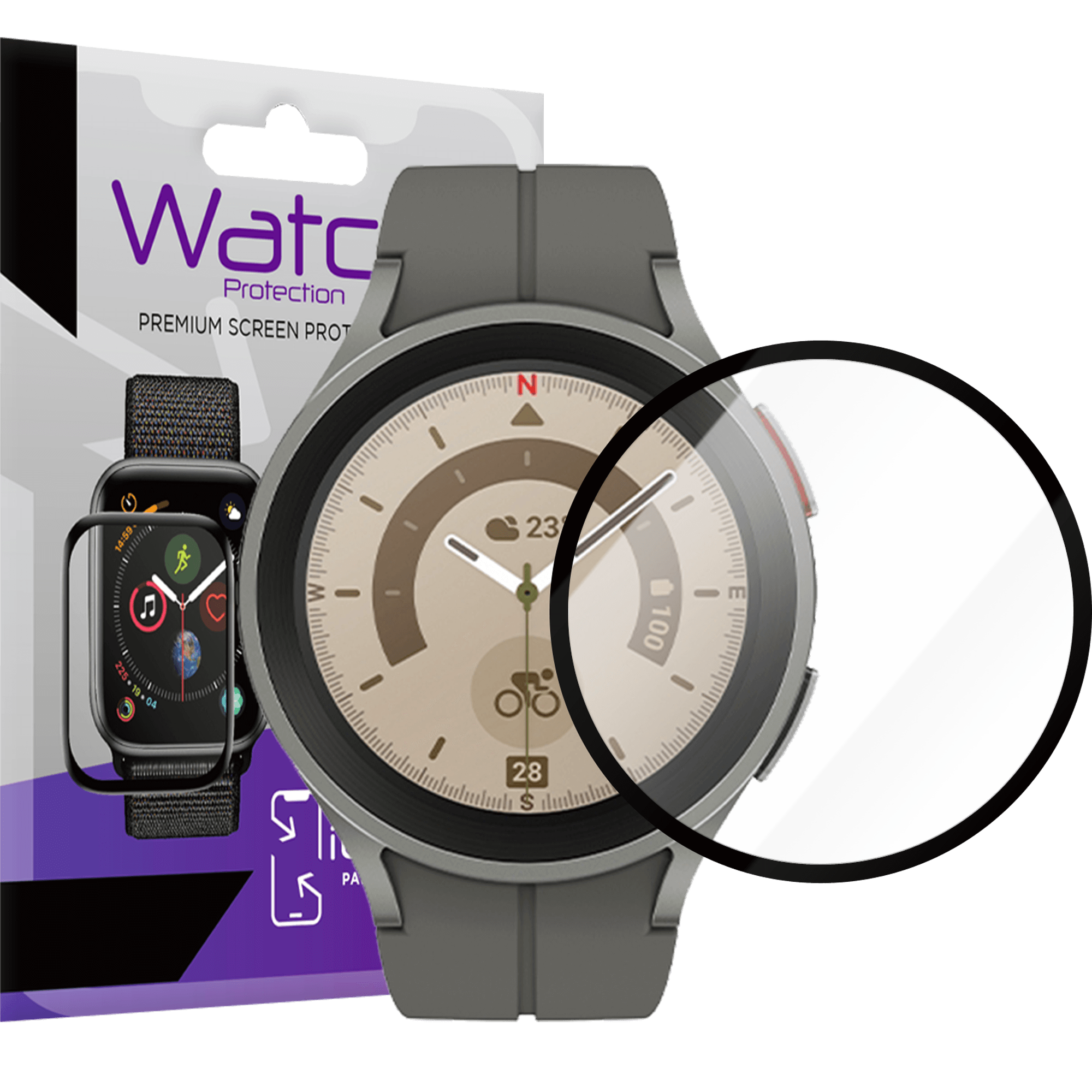Samsung Galaxy Watch 45mm Screen Protector - 3D Hybrid Tempered Glass Full Coverage for Series 5 Pro - Anti-Scratch, Bubble-Free - Perfect for Running, Swimming & Outdoor Activities
