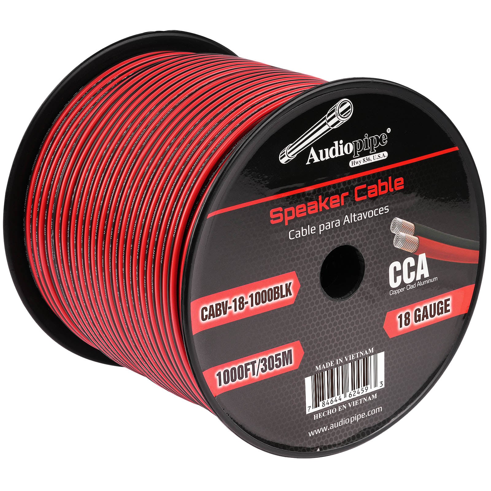 18AWG 1000FT Speaker Wire Cable - High-Quality CABV 18 1000BLK for Home Theater, Studio & Outdoor Audio Systems - Oxygen-Free Copper Conductors for Clear Sound