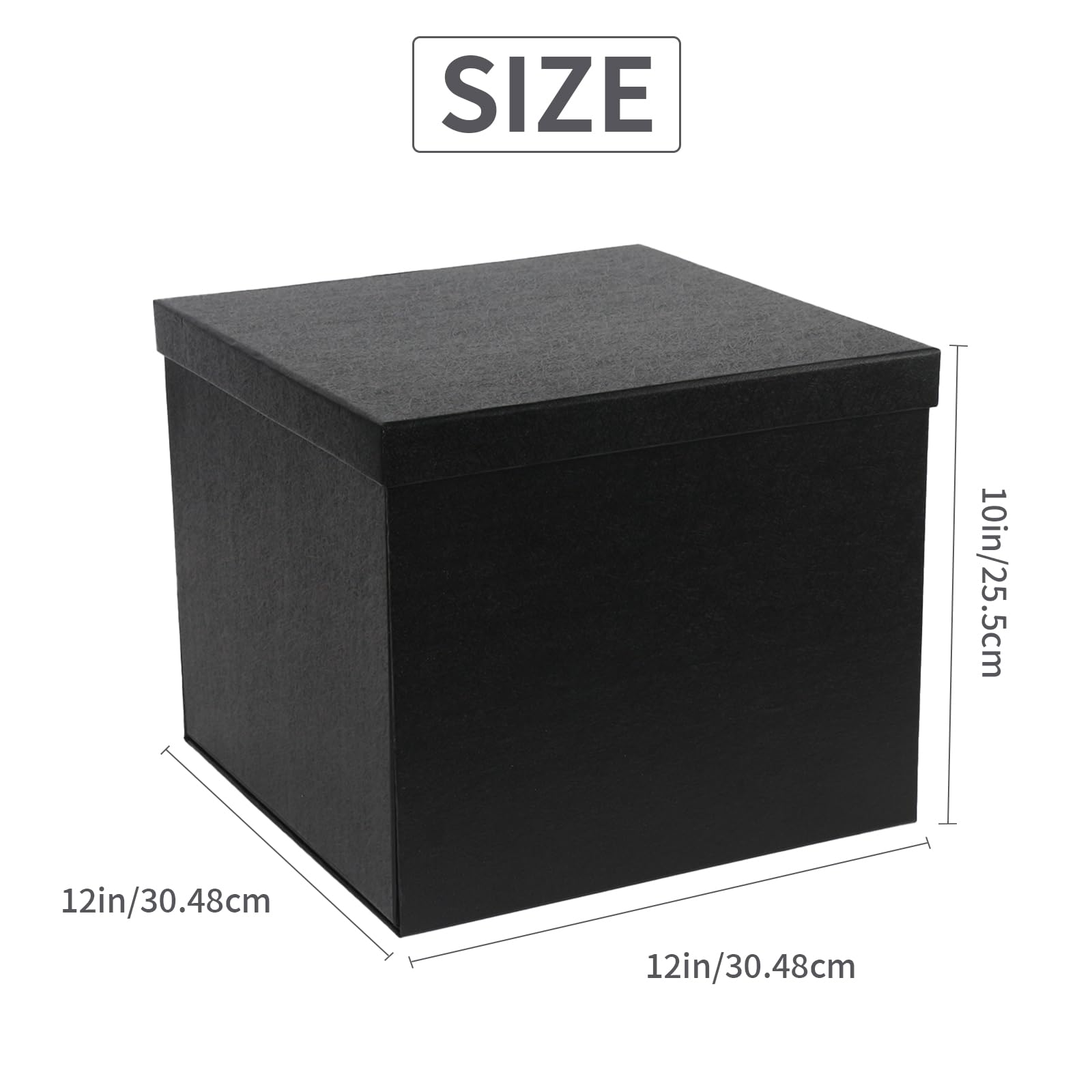 YINUOYOUJIA 12x12x10 Inches Large Black Gift Box for Birthday, Christmas, Valentine's Day, Mother's Day & Anniversaries - Premium Present Packaging Box for Parties, Weddings & Special Occasions