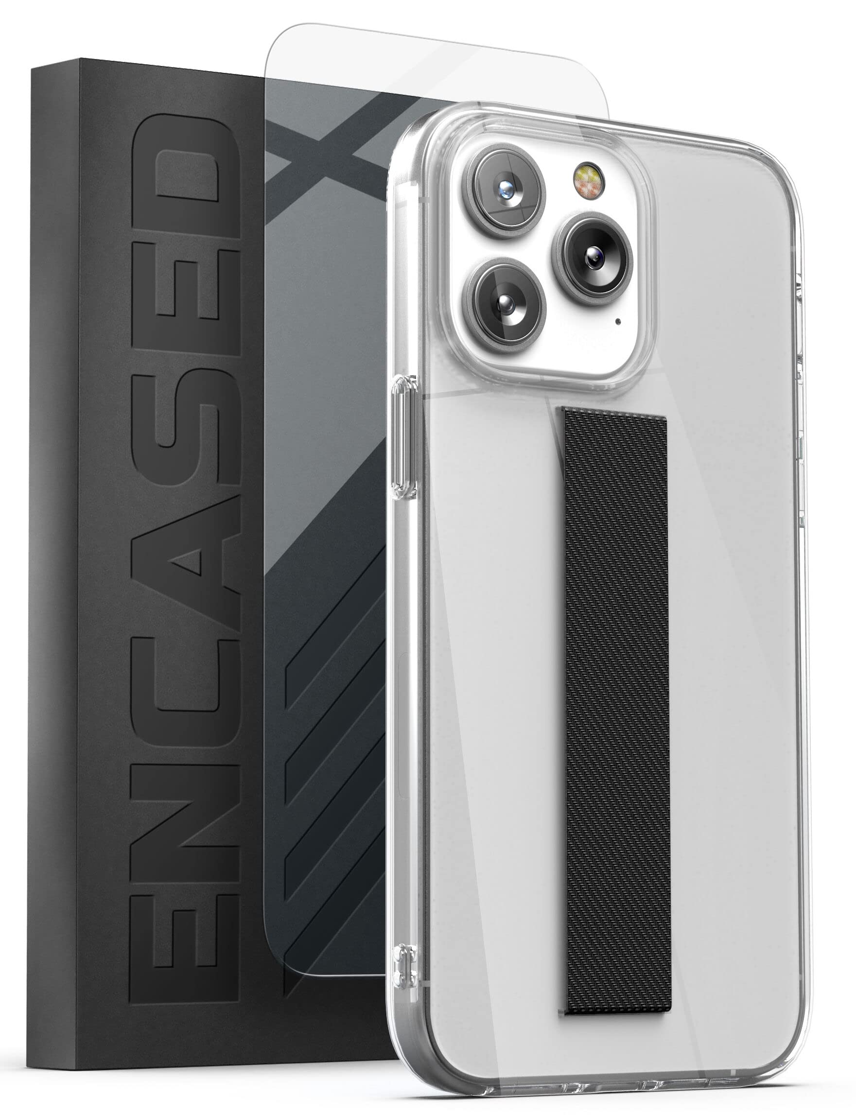 Premium Finger Loop Phone Case for iPhone 14 Pro Max - Shockproof Protective Cover with Hand Strap & Included Screen Protector - Crystal Clear Design for Secure Grip During Workouts, Commuting & Outdoor Activities