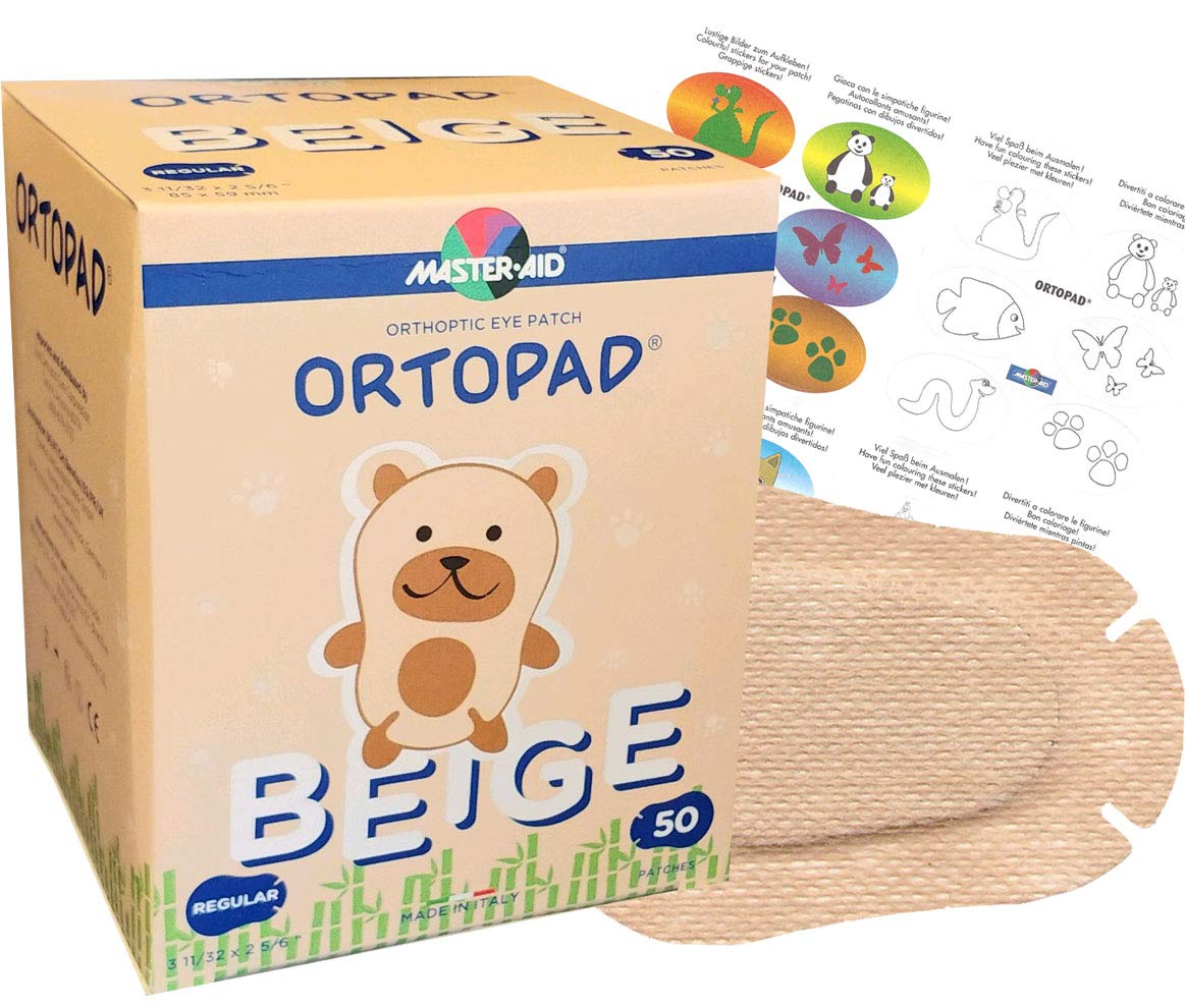Ortopad® Bamboo Beige Eye Patches for Kids & Adults - 50 Count Box, Regular Size (3+ Years) - Perfect for Sleep, Travel, and Relaxation