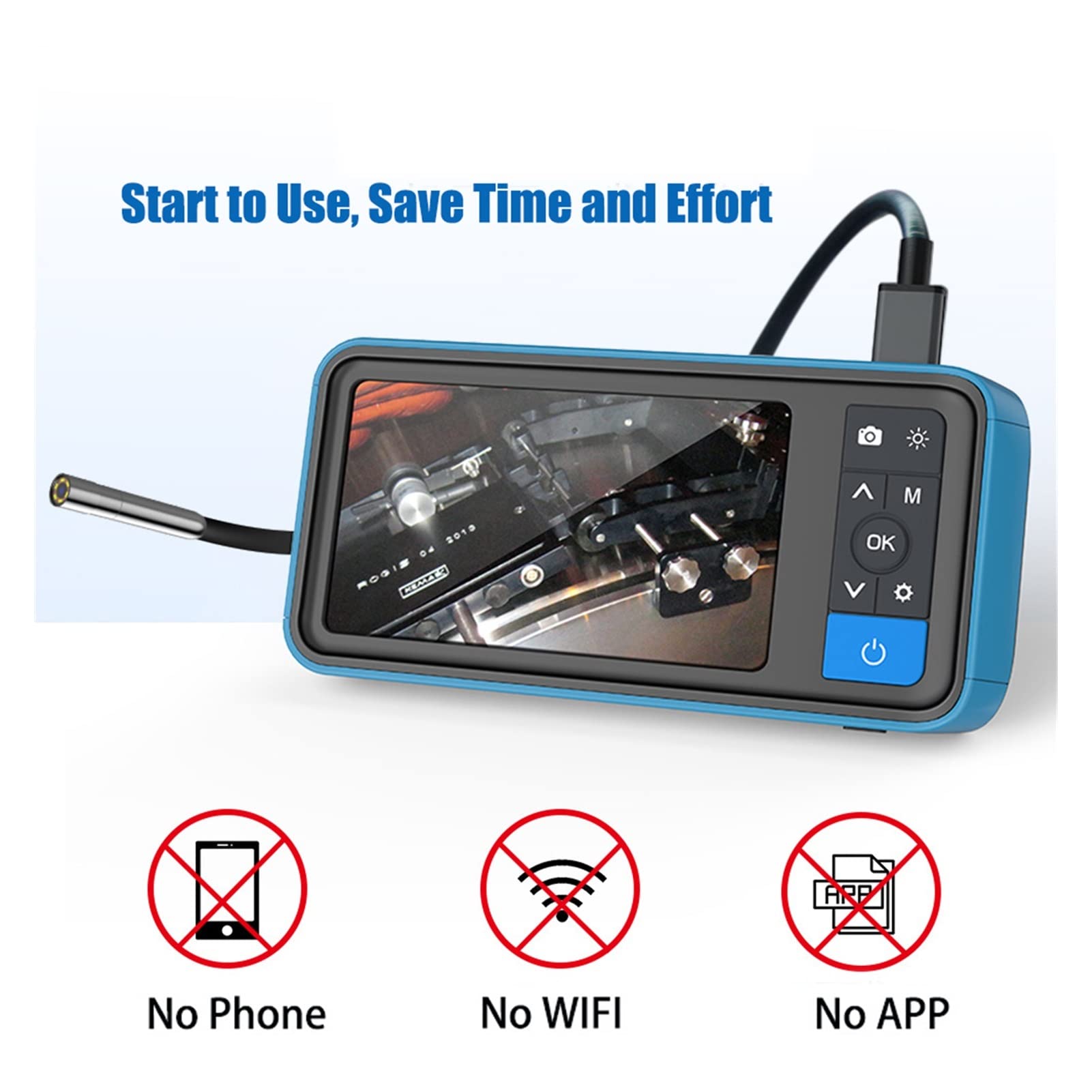 4.5 Inch IPS Screen HD Industrial Endoscope Camera - 5.5mm Borescope with 2.0MP & 6 LEDs for Car Pipe Inspection - 2500mAh Battery Automotive Measuring Tool (Perfect for Plumbing, HVAC, and Engine Diagnostics)