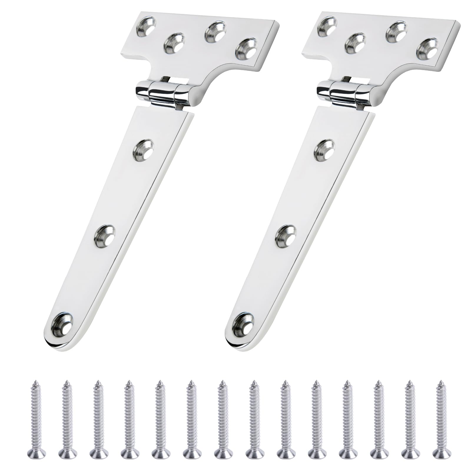 CHANGE MOORE 316 Stainless Steel Marine Grade Boat Hatch Hinge - Heavy Duty T Hinges for Cabinets & Doors with Screws - Perfect for Boats, RVs, and Outdoor Furniture