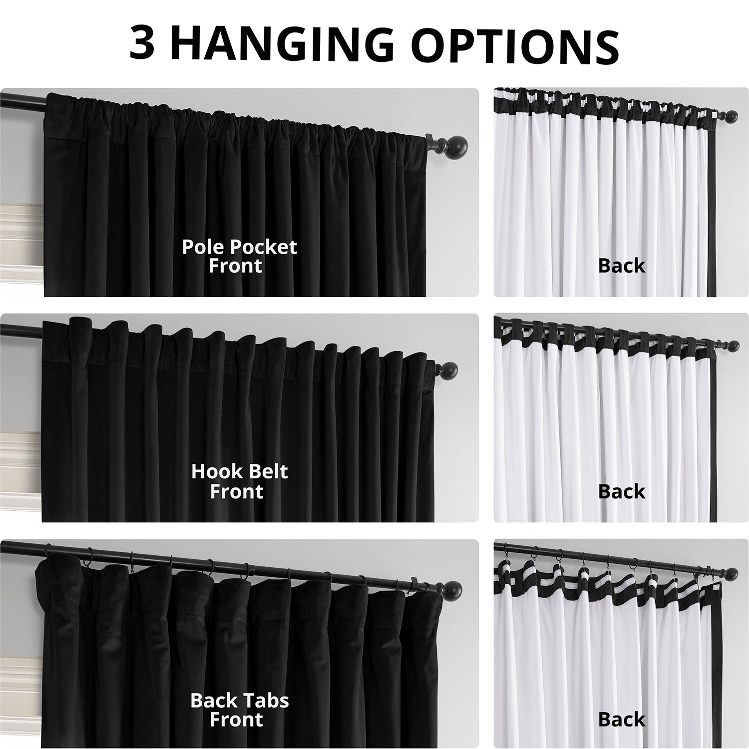 Black Signature Extra Wide Velvet Blackout Curtains for Bedroom & Living Room - Noise Reducing, Thermal Insulated Window Drapes for Better Sleep and Privacy