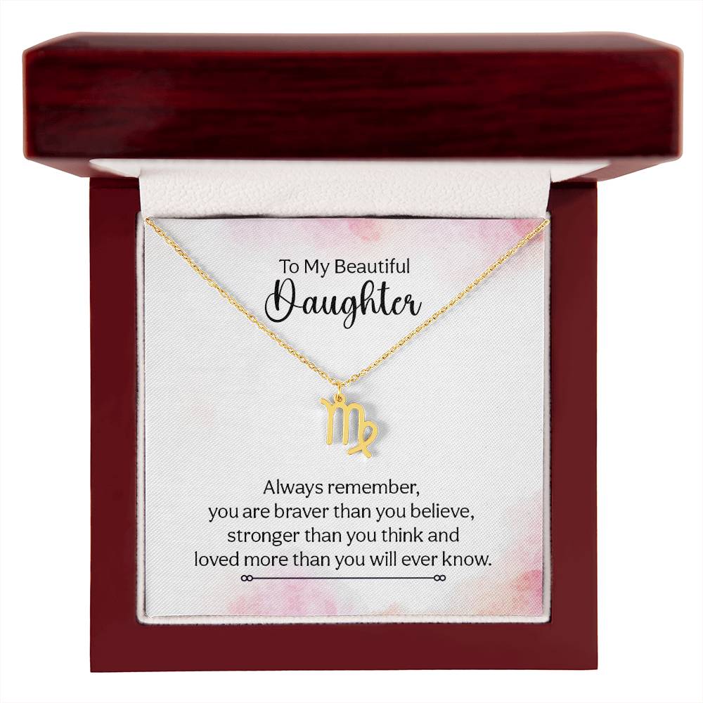 Zodiac Necklace for Daughter - Personalized Mom Gift in Stainless Steel or Gold Finish - Perfect for Birthday, Graduation & Mother-Daughter Bonding