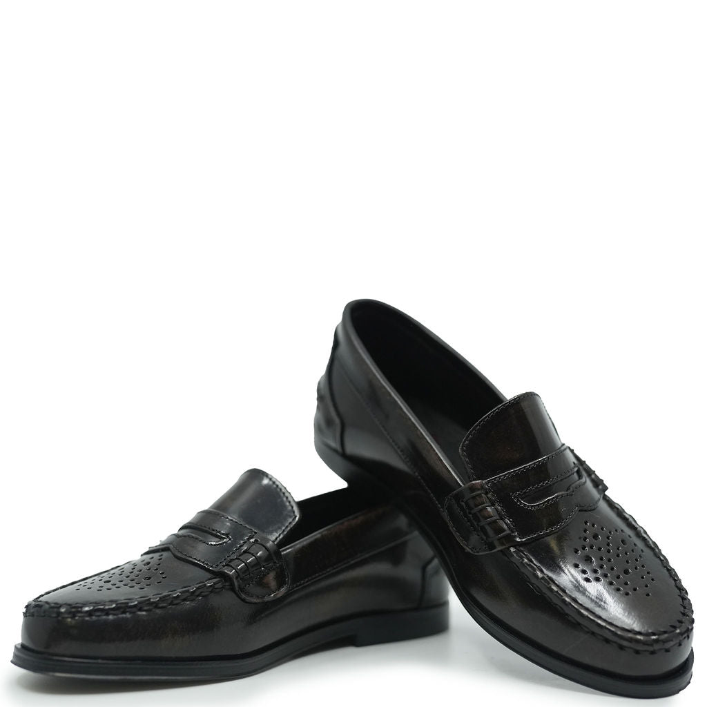 Blublonc Burnished Brown Perforated Loafers for Men - Comfortable Casual & Business Slip-On Shoes - Perfect for Office, Travel & Everyday Wear