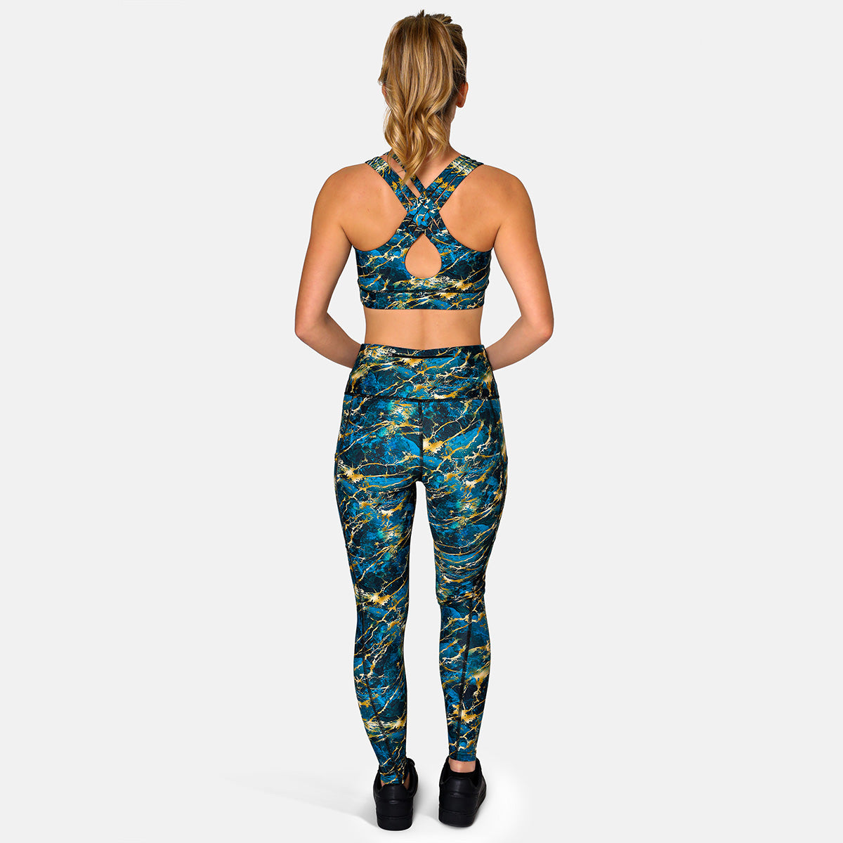 Luxury Gilded Marble Print High Waist Yoga Leggings for Women - Trendy Workout Pants for Gym, Running & Lounge Wear