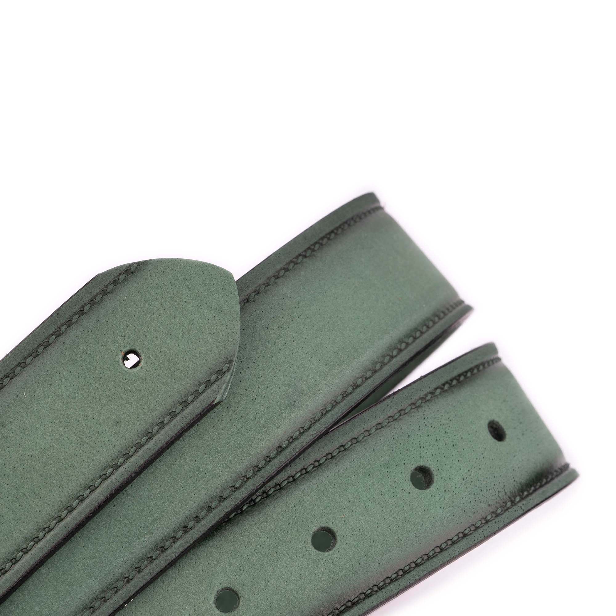 Premium Light Green Nubuck Leather Belt Strap for Dunhill Buckles - 3.8cm Width - Classic & Stylish Accessory for Men's Formal Wear & Business Attire