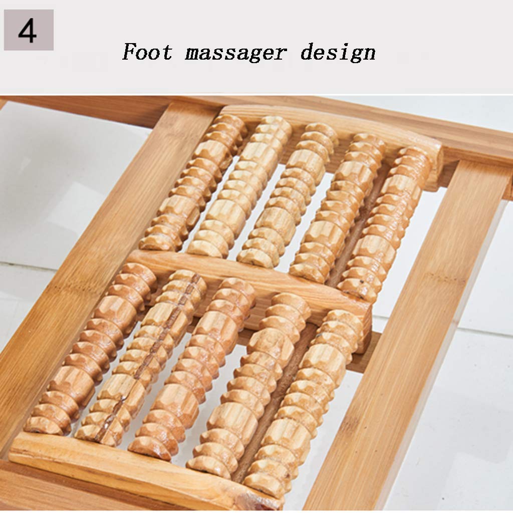 Bamboo Rocking Chair with Foot Massage Roller - Adjustable Folding Lounge Chair for Elderly, Perfect for Relaxation, Sunbathing & Siesta in Garden, Patio or Balcony