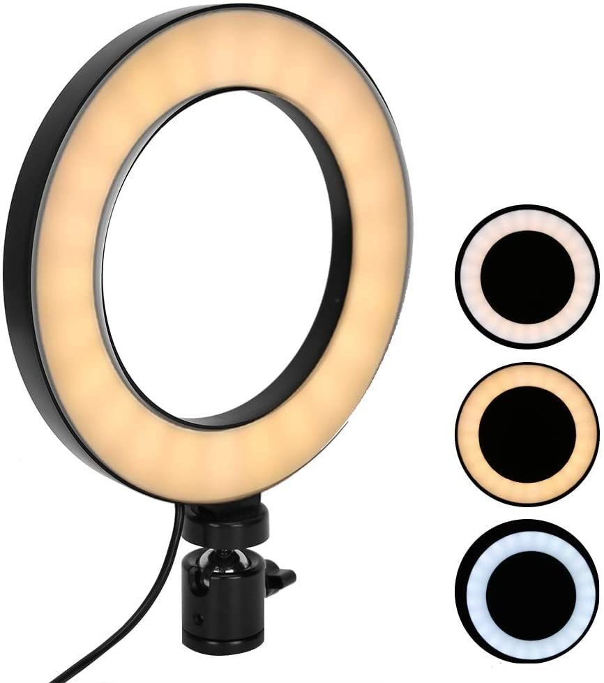MINJUK 10-inch Ring Light with Tripod Stand - 3 Color Temperature Adjustable LED Fill Light for Live Streaming, YouTube Videos, TikTok Selfies & Photography Lighting (3200K-5600K) - Perfect for Home Studio, Makeup Vanity, Video Conferencing and Content Creation