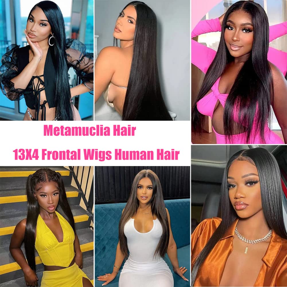 13x4 Straight Lace Front Wigs Human Hair - 180% Density Pre Plucked Brazilian Virgin Hair 26 Inch HD Transparent Lace Wig with Baby Hair & Natural Hairline for Women | Perfect for Daily Wear, Parties & Special Occasions