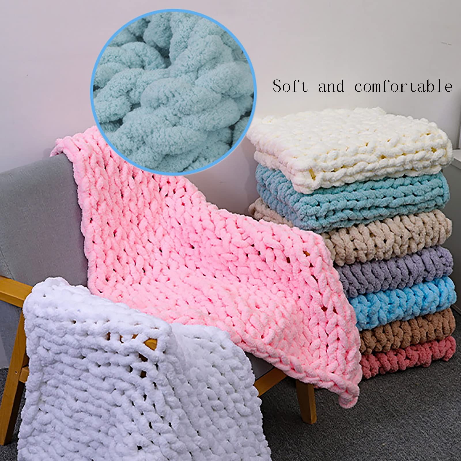 Handmade Chunky Knit Blanket - Super Soft & Warm Throw Blanket for Bed, Couch, Sofa - Cozy Home Decor & Pet Blanket - Perfect for Living Room, Bedroom & Winter Nights