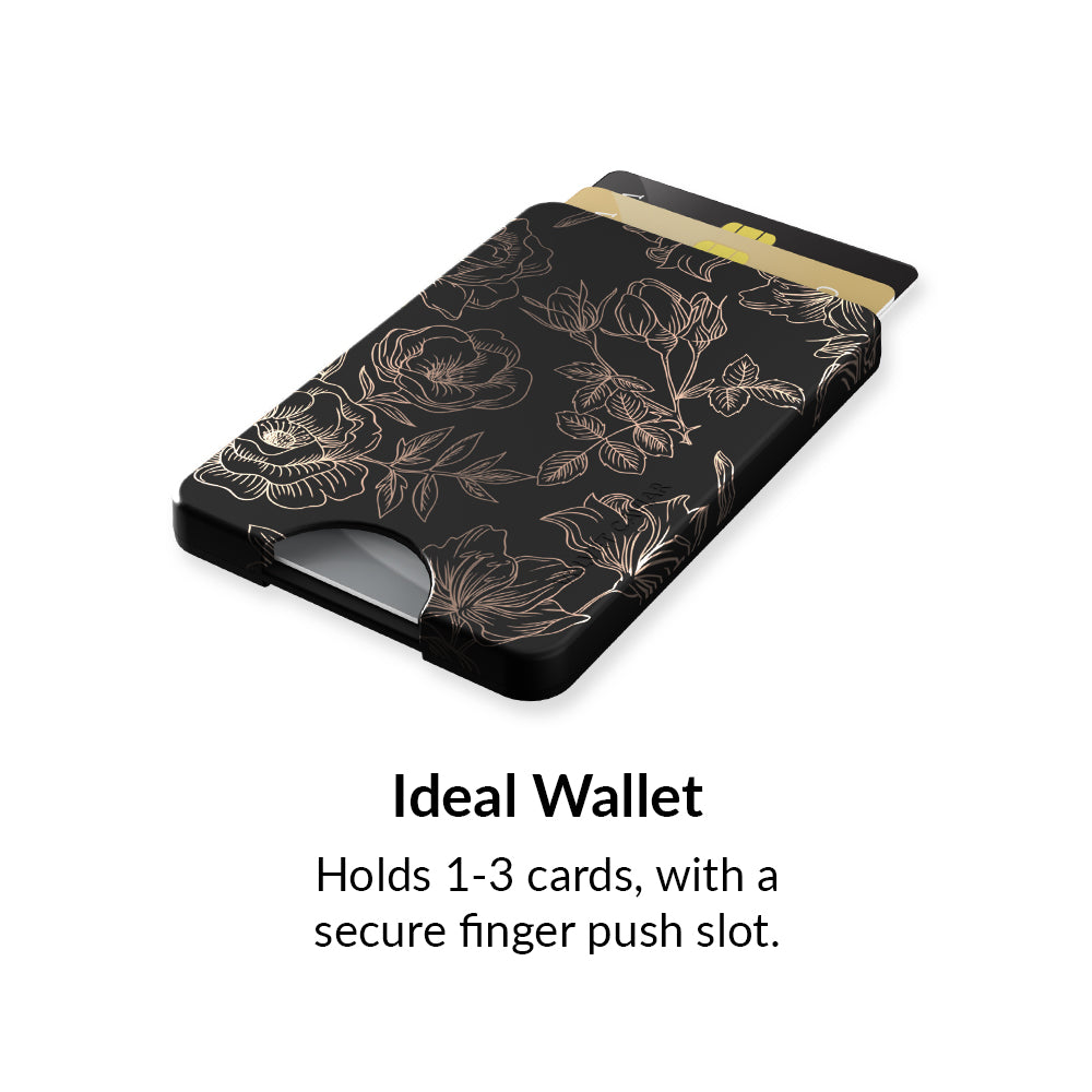Floral Rose Gold Chrome MagSafe Wallet for iPhone - Slim Magnetic Card Holder for Credit Cards & ID - Perfect for Travel, Shopping & Everyday Use