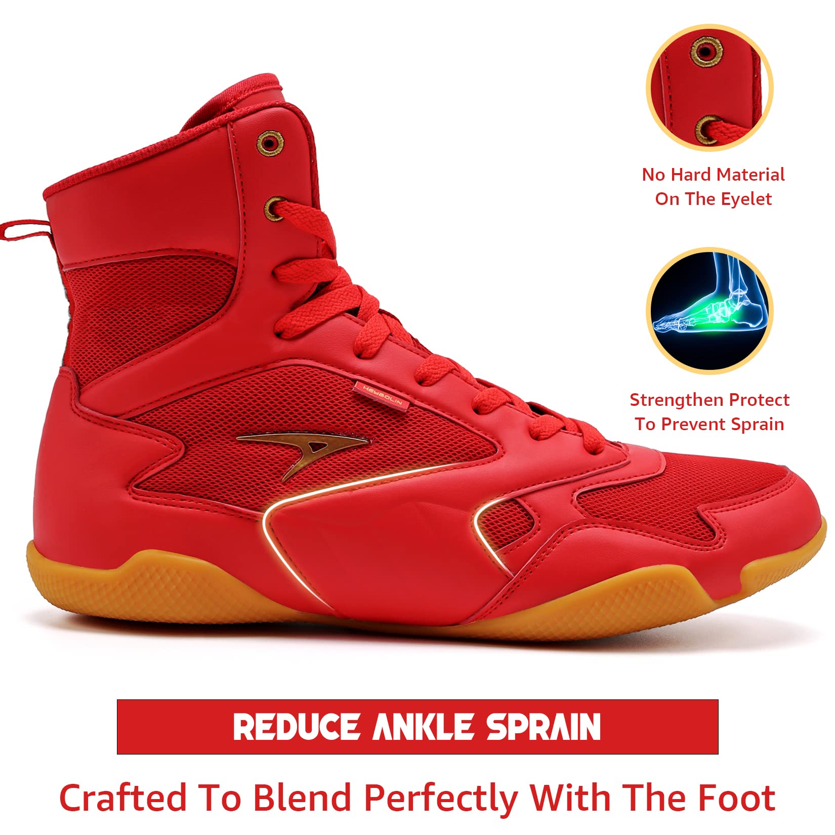 ASHION Men's Wrestling & Boxing Shoes - High Top Fitness Sneakers with Zero Drop Sole for MMA, Training & Gym Workouts