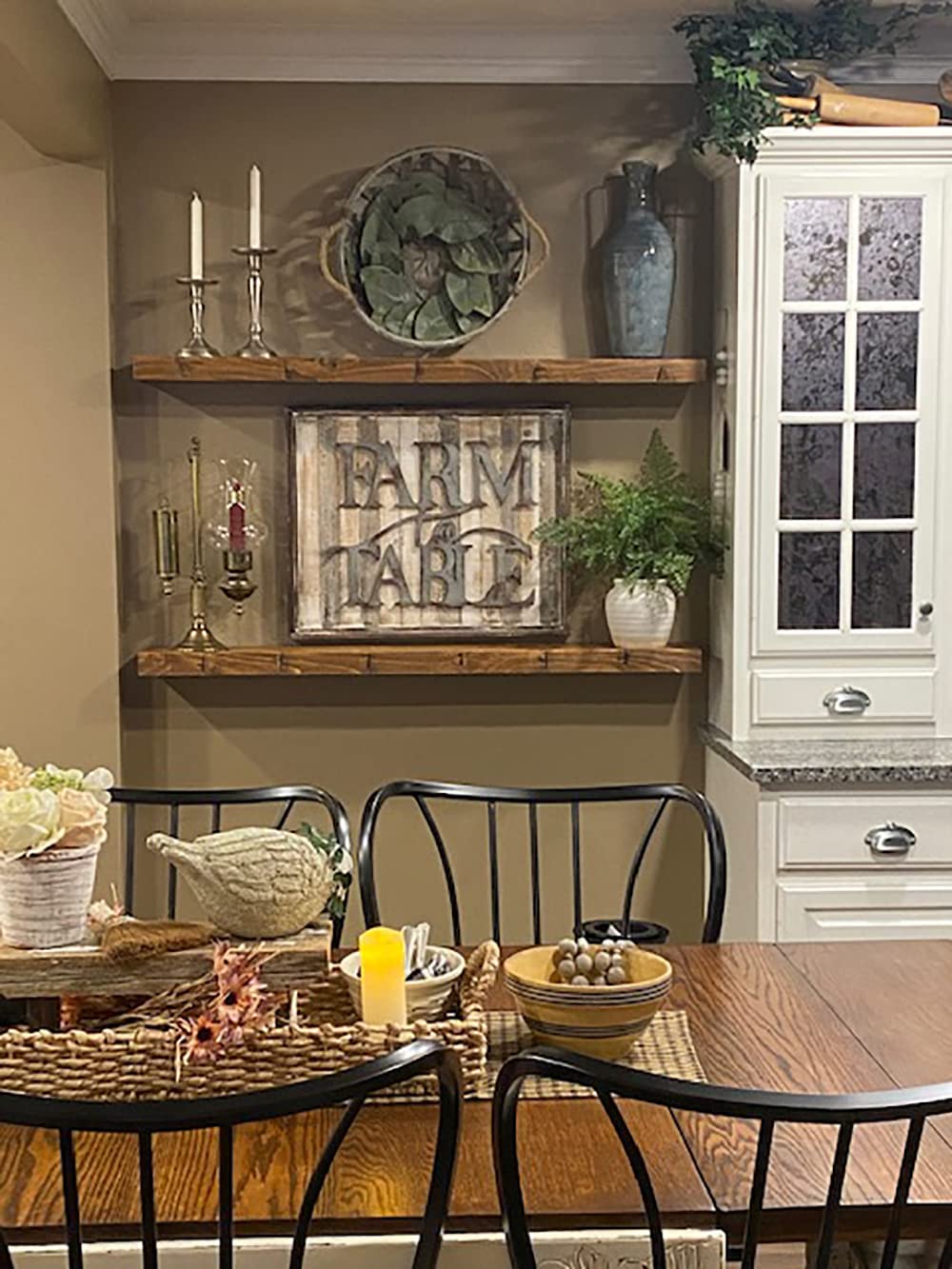 Joel's Antiques | 42 Inch Floating Shelves for Wall - Solid Wood Rustic Bookshelves | Easy Installation Heavy Duty Wall Shelves | Perfect for Bathroom Storage, Kitchen Decor & Living Room Organization | Medium Brown 42x9x2 Inches | Ideal for Displaying Books, Plants & Home Decor
