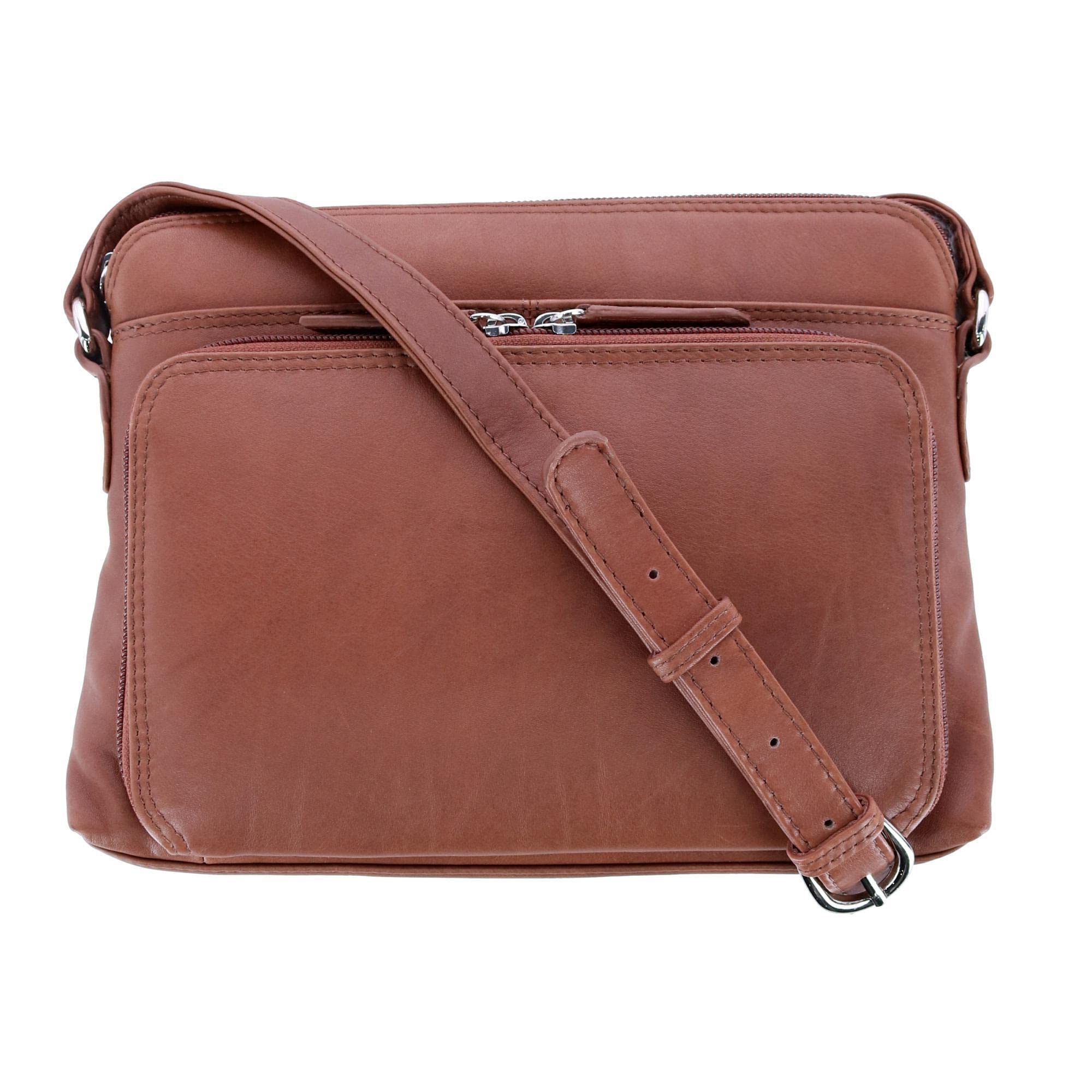 CTM® Women's Genuine Leather Shoulder Bag Purse with Side Organizer Pockets - Stylish Crossbody Handbag for Work, Travel & Everyday Use
