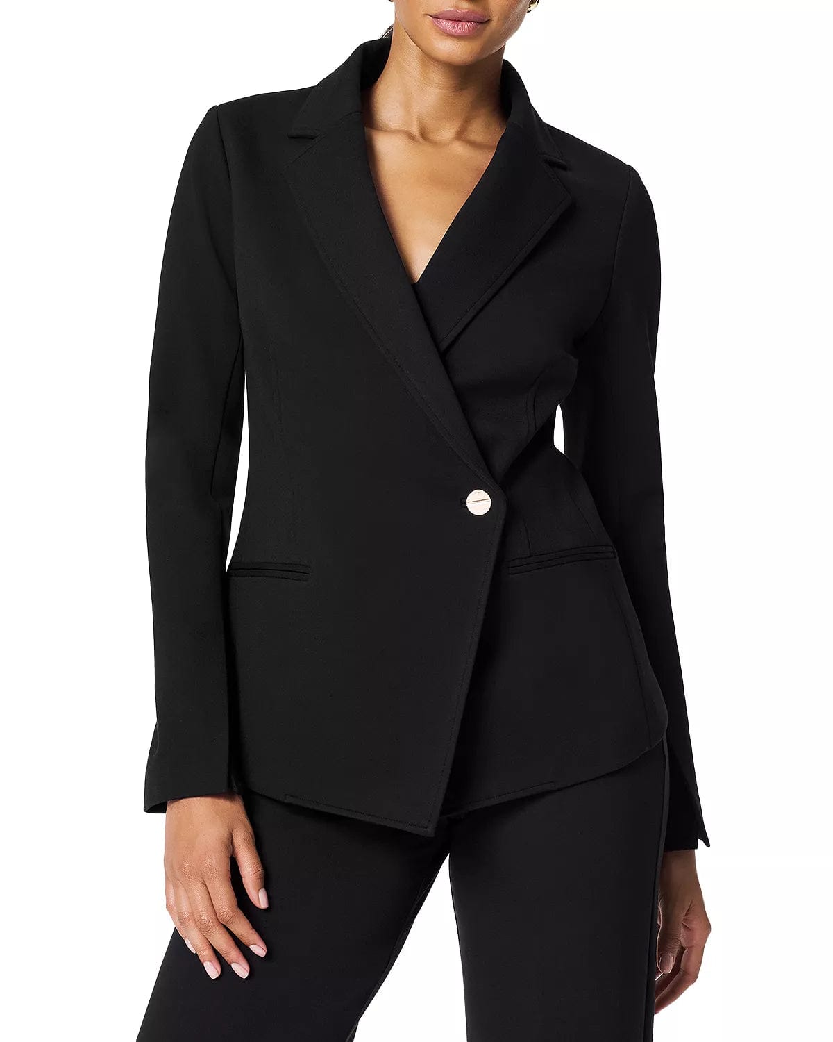 Stylish Black 2-Piece Women's Casual Suit Set with Notch Lapel (Blazer & Pants) - Perfect for Office, Business Meetings & Formal Events