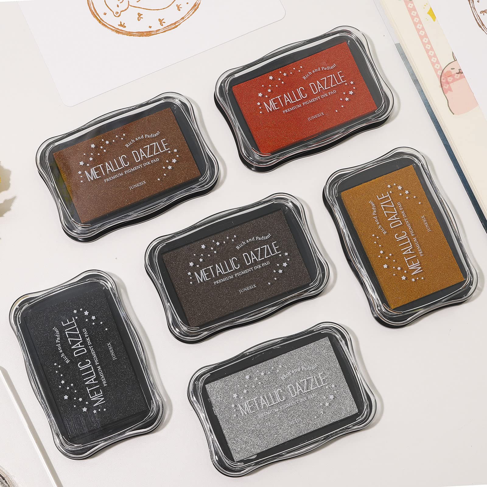 Metallic Ink Pads for Rubber Stamps - Washable & Reusable Craft Ink for DIY Projects, Wedding Cards, Scrapbooking, Wood & Paper Crafts - Silver Ink Pad for Embossing & Stamping - Perfect for Card Making, Gift Wrapping & Home Decor