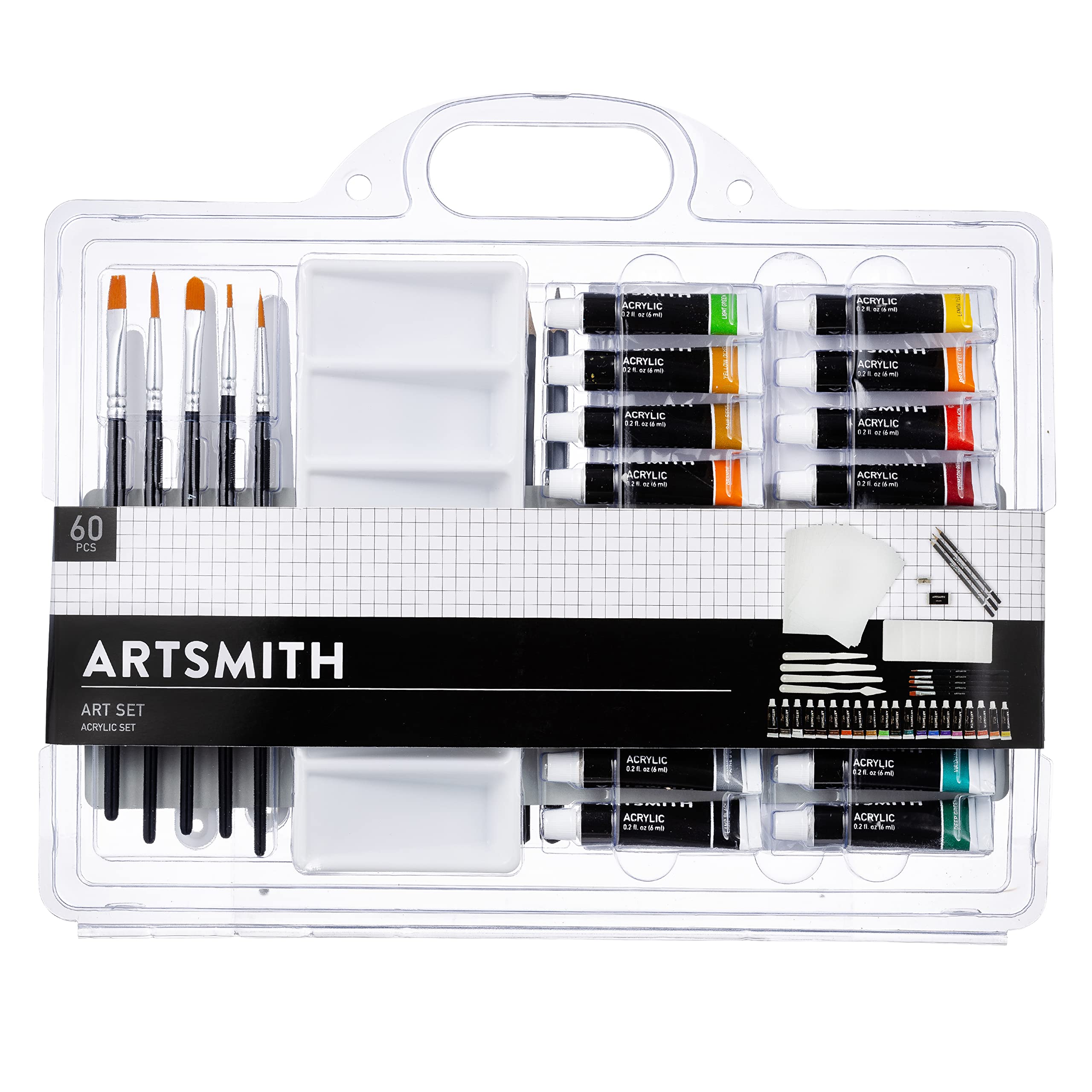 60-Piece Acrylic Paint Set with 20 Vibrant Colors - Complete Painting Kit for Beginners, Students & Artists - Includes Brushes, Palette & Art Supplies - Perfect for Canvas, DIY Crafts & Home Decor Projects
