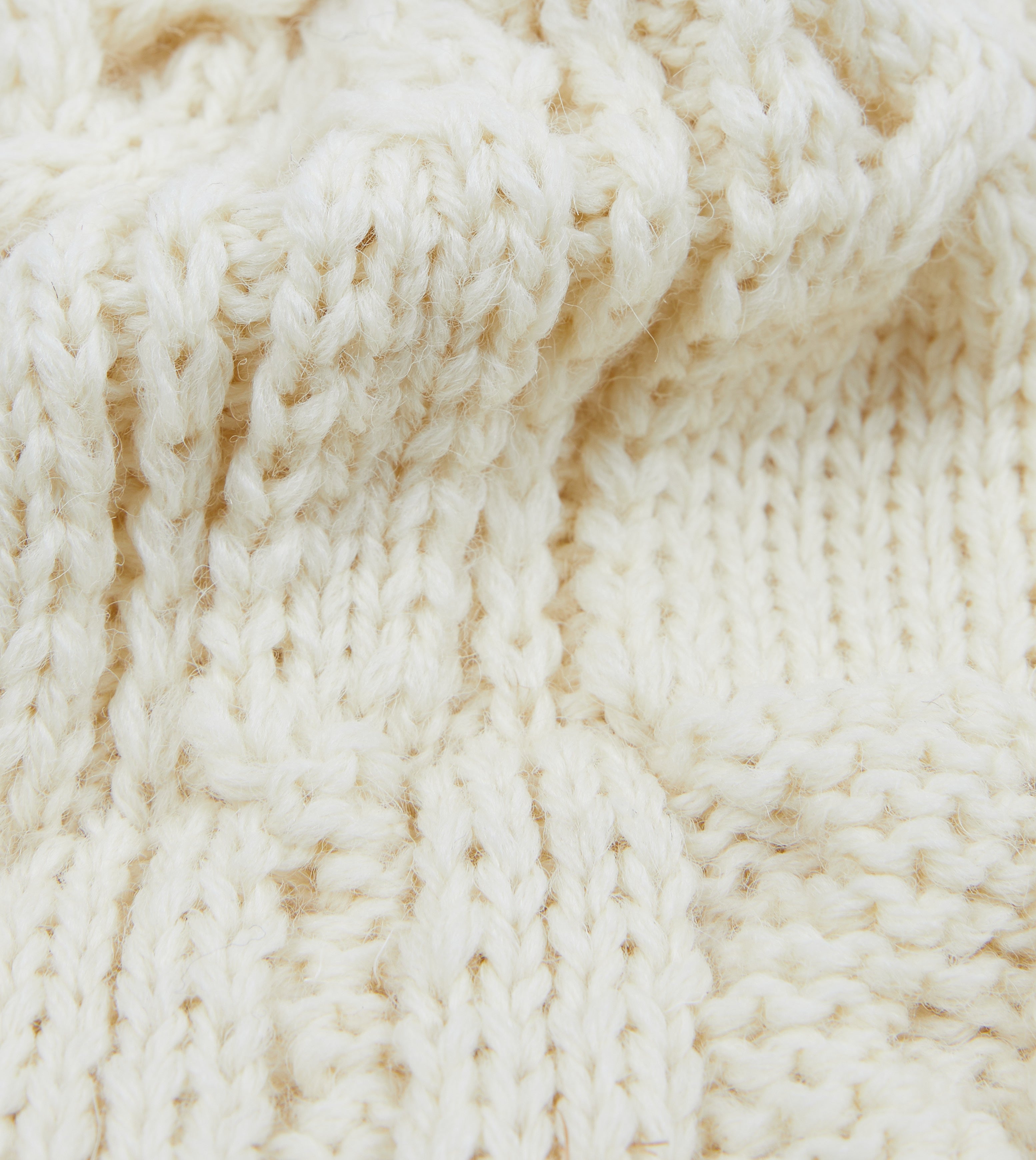 Warm Ecru Wool Cable Knit Beanie Hat for Men & Women - Soft Winter Hat for Cold Weather - Perfect for Skiing, Hiking, and Outdoor Activities