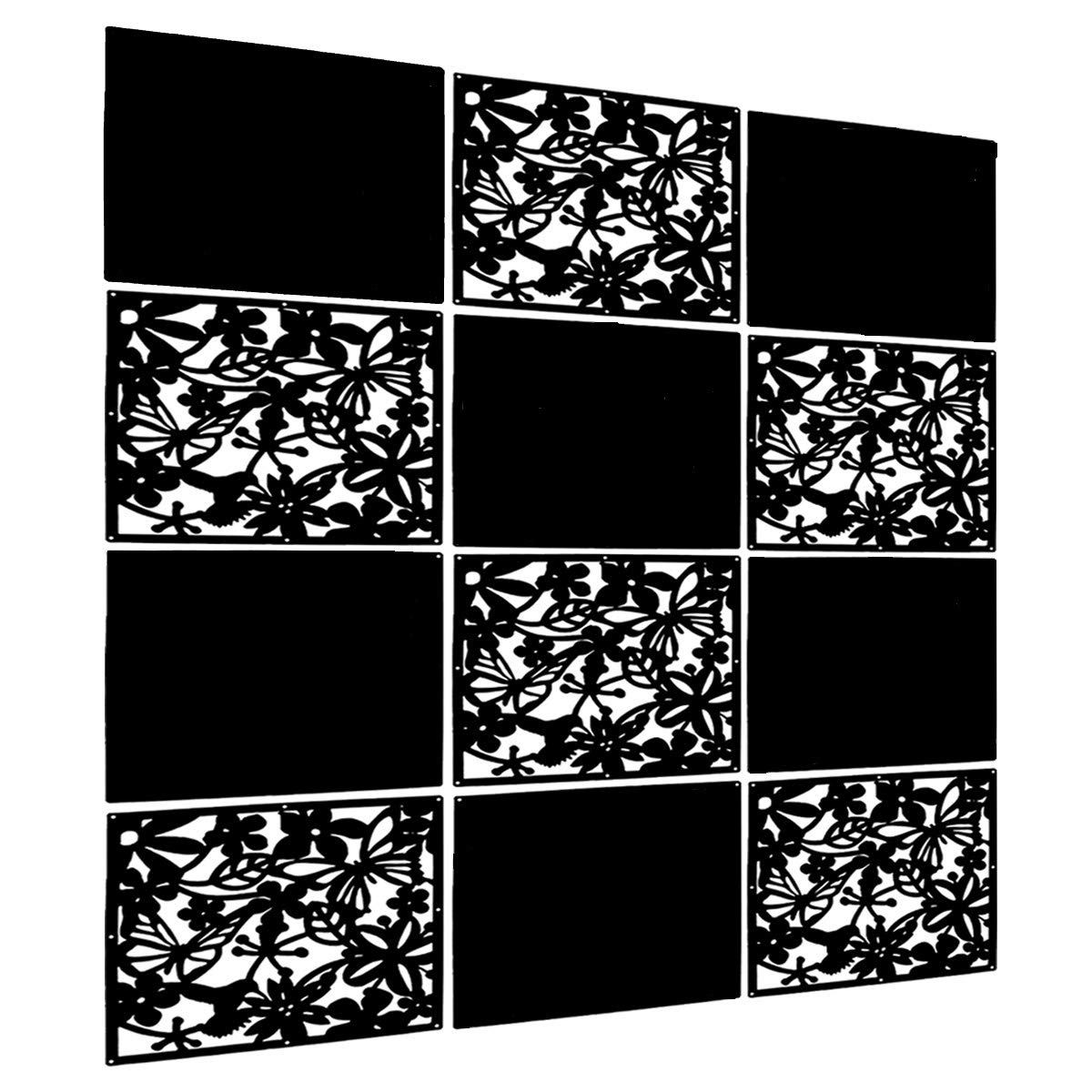 LRZCGB 12-Piece PVC Black Hanging Room Divider Panel Screen - Solid Privacy Partition for Living Room, Dining Room, Study & Hotel Decor | Home Office Separation & Space Dividing Solution