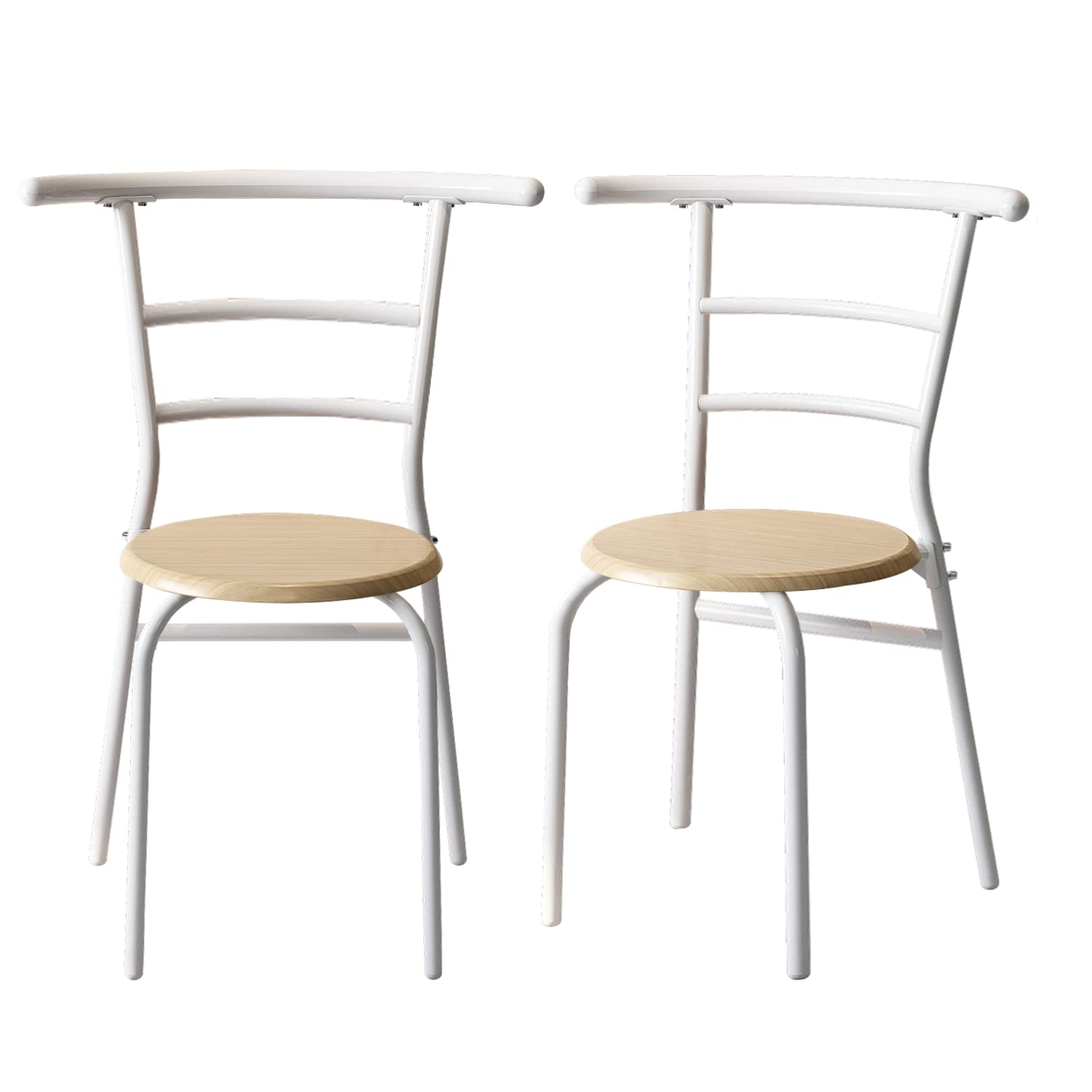 Bonzy Home 2-Piece Patio Chair Set - Durable Metal Indoor & Outdoor Lounge Chairs for Poolside, Bistro, Cafe, Restaurant & Kitchen - Stackable Wooden Back Chairs for Comfortable Seating & Space Saving