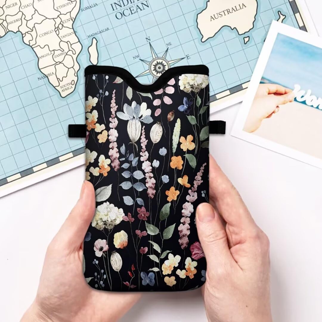 Neoprene Crossbody Phone Pouch with Lanyard - Compatible with iPhone 16/15/14/13/12 & Samsung S24/S23+/A35 - Stylish Floral Design for Women - Perfect for Travel, Gym, Shopping & Everyday Use