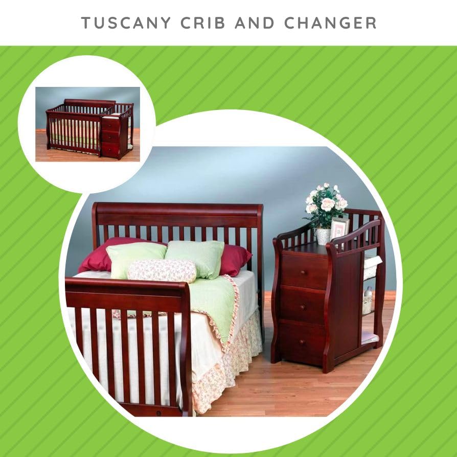 Full Size Conversion Kit Bed Rails for Sorelle Crib & Changer Combos - Cherry Finish (Model #1050) | Safe Toddler Bed Transition | Perfect for Tuscany Crib & Changer | Nursery Upgrade Solution