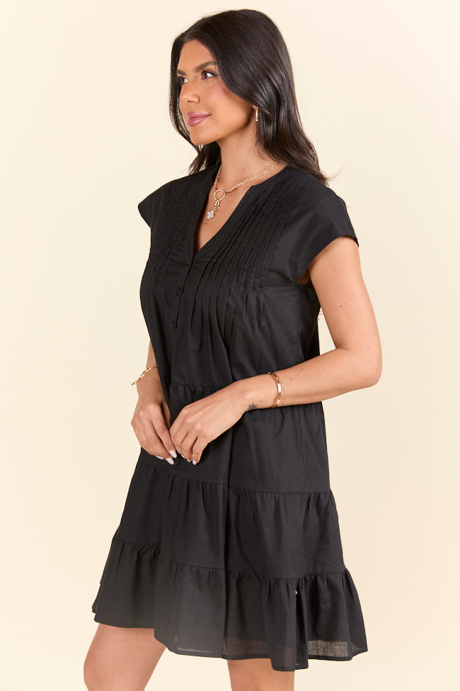 Stylish Black Button Up Mini Dress for Women - Perfect for Casual Outings, Parties & Date Nights