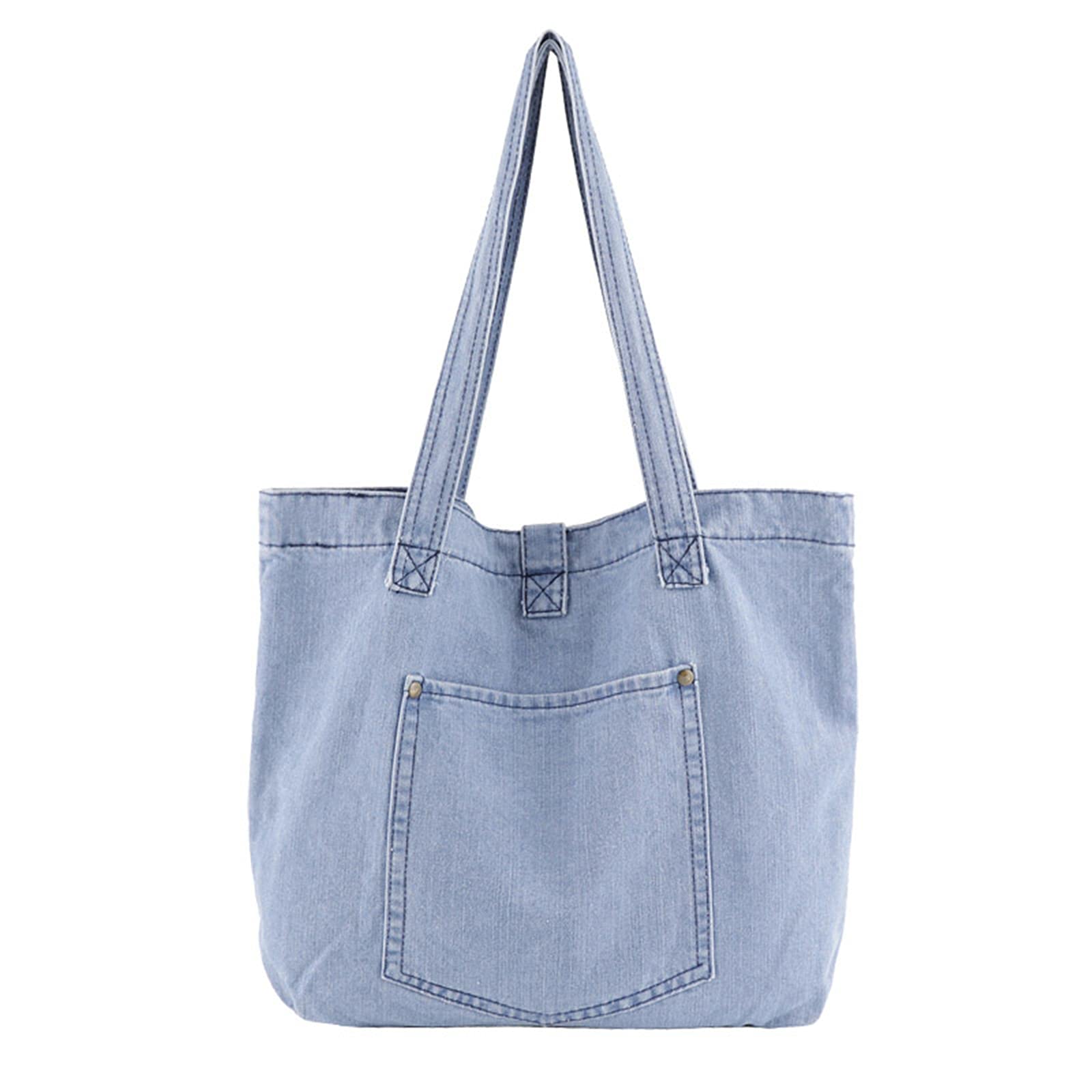 Stylish Women's Denim Tote Bag - Fashionable Shoulder & Crossbody Handbag for Casual, School, Work & Beach Use | Durable & Trendy Everyday Purse for Women