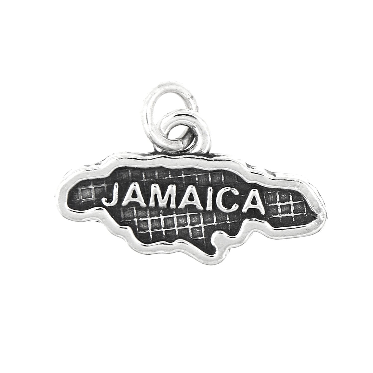 LGU Sterling Silver Oxidized Jamaica Map Travel Charm Pendant - Perfect for Travel Lovers, Souvenir Collectors & Caribbean Inspired Jewelry Gifts