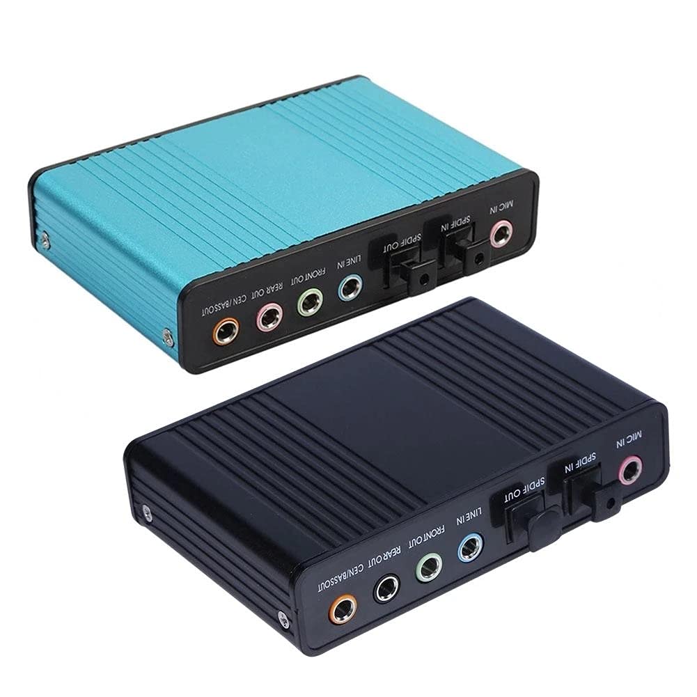 6-Channel USB 5.1 External Optical Sound Card for PC Laptop - Professional Digital Audio Adapter with S/PDIF Output (Black) - Perfect for Gaming, Home Theater & Music Production