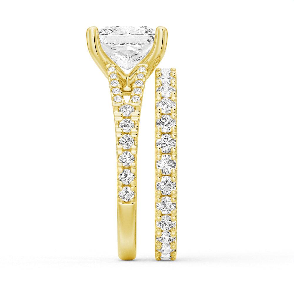 Princess Cut Split Shank Moissanite Engagement & Wedding Ring Set for Couples - Men's Matching Band - Perfect for Proposals, Anniversaries & Romantic Occasions